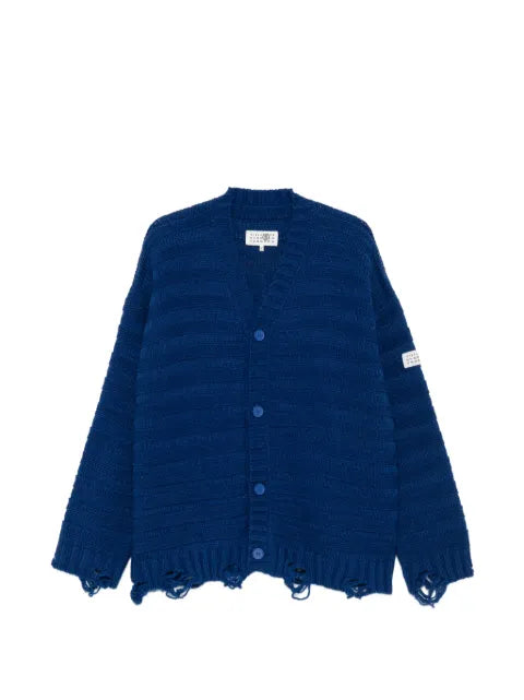 MM6 Maison Margiela distressed horizontal-stripe cardigan