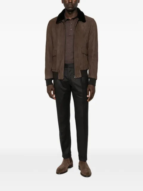 Barba Boston shearling-collar suede jacket