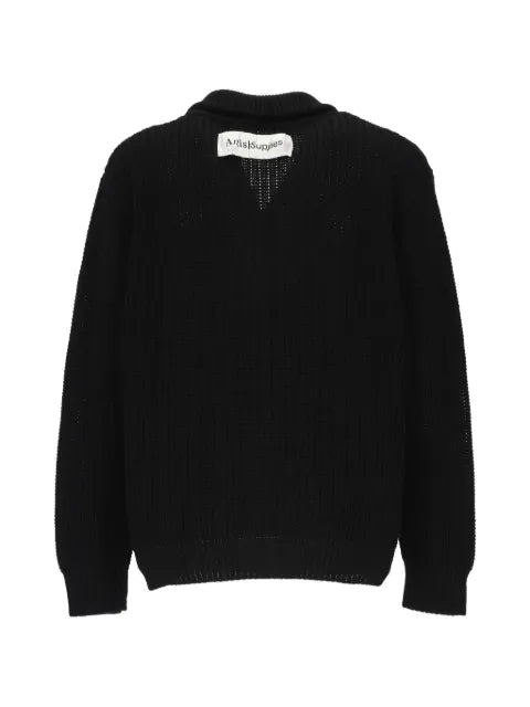 AMISH ribbed-knit zip-up sweater