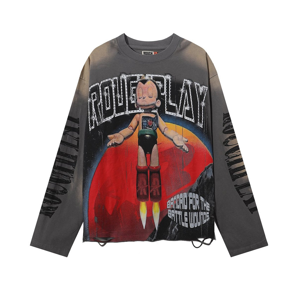 Rough Play Astro Boy Rhinestone Graphic Long-Sleeve T-Shirt