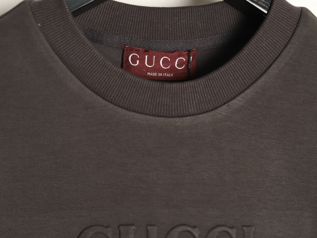 Gucci Interlocking G and Lettering Crewneck Sweatshirt - Dark Charcoal